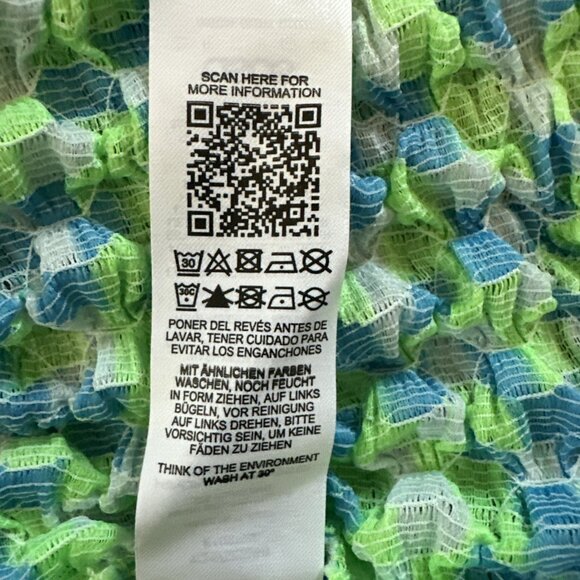 ASOS Men’s XL Puckered Texture Crinkly Long Sleeve Top Lime Green Y2K Checker - Picture 12 of 12